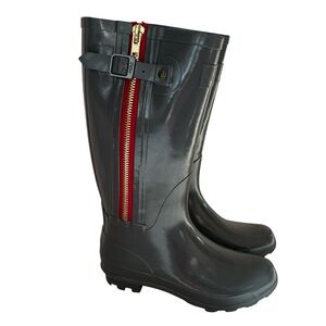 Pajar Grey Rain Boots with Red Zipper